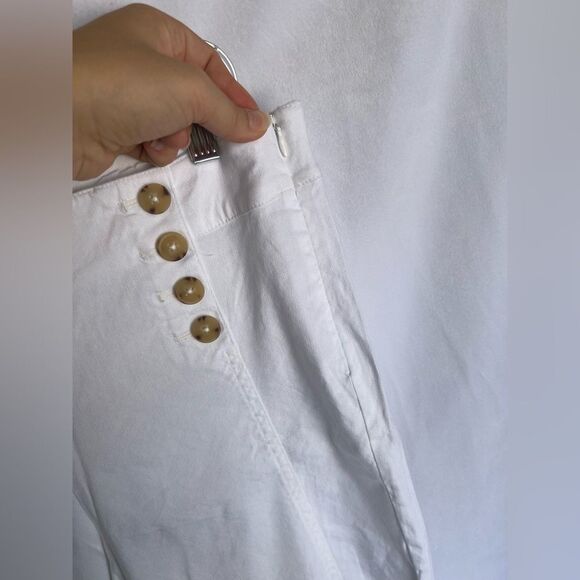 J. Jill nautical Sailor Button Wide Leg Cropped Pant 10 linen blend beachy - Picture 5 of 8